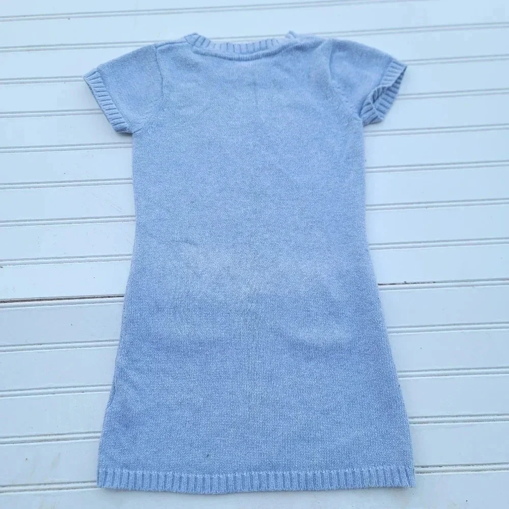 Sonoma Girl's Silver Gray Pink Short Sleeve Sweater Dress Heart Sequin Pockets 5